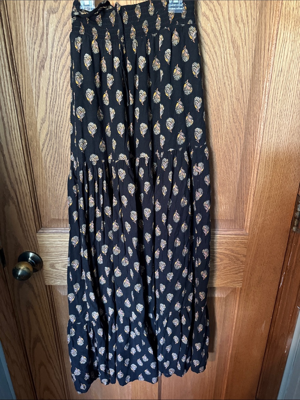 Fat Face Black Maxi Skirt with Warm Print